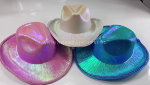 Carnivals Illuminated Cowboy Hat with LED Wide Brim Bridal Western Style Fedoras Hat for Outdoor Photoshoots Supplies