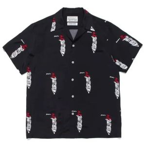 Classics WACKO MARIA SHIRT Premium Quality 1:1 Print Hawaiian Beach Loose fit Cuban Collar Mens Womens Shirt With Tags