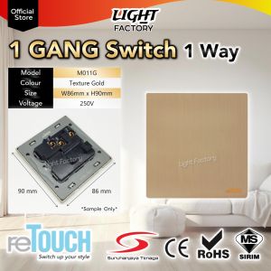 [GOLD] reTouch Ultra Rimless Wall Switch 13A 15A 20A Socket Multiple GANG Doorbell Astro TV Tel Outlet 250V SIRIM