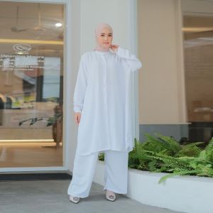 LD 130 Setelan Set Pajamas Super Jumbo Big Size Busui Polos CRINKLE AIRFLOW Muslimah Kekinian