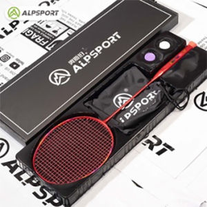 Alpsport BBQ 2.0 6UMax 35 Lbs Super Light 100% Full Carbon Fiber Badminton Racket With String Black Red Professional Racquet Ultralight For Training