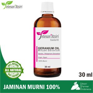 minyak atsiri geranium murni tanpa campuran geranium pure essential oil aromatherapy therapeutic grade diffuser humidifier burner aromaterapi esensial essensial esential  tanpa campuran 10 ml 30 ml 50 ml