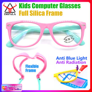 IMPALA FL1623W Gọng Silica Nhiều Màu Sắc Dễ Thương Kính Lọc Chống Ánh Sáng Xanh Cho Trẻ Em Mắt Bé Trai Bé Gái Chống Mỏi Chống Ánh Sáng Xanh Chống Tia UV Bảo Vệ Thị Lực Cho Bé