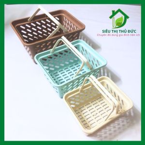 Rổ Chữ Nhật Có Quai Giỏ Nhựa Đựng Đồ Dùng Phòng Tắm Mỹ Phẩm Quai Xách Tiện Lợi