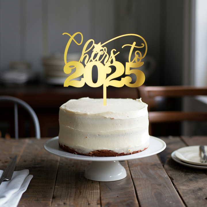 Cheers to 2025 Cake Topper in Acrylic 2025 Cake Decor New Year