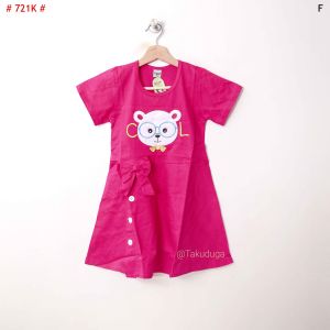 Baju Anak Cewek Perempuan Dress Kaos Cotton Usia 3 4 5 6 7 8 Tahun Gambar Bordir Mouse