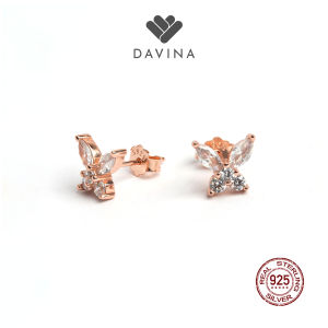 DAVINA Ladies Lukey Earrings Rose Gold Plated Sterling Silver 925 - Anting Wanita Perak S925