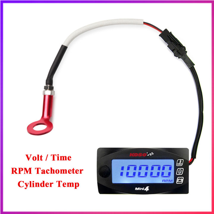 Motorcycle KOSO Mini 4 Cylinder Head Temperature Tachometer RPM Meter ...