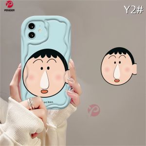 (Lokal Ready) PENGER Casing hp OPPO A17 A17k A16 A16s A54s A16k A16e A12 A5s A7 A11K A1K A57 A77S A53 2020 A3s A12e A33 A31 A52 A92 A54 Reno 8T 4G Reno 5F Kartun Azhu Lembut 3D Wavy Curved Edge Crayon Shin-Chan Case Cover