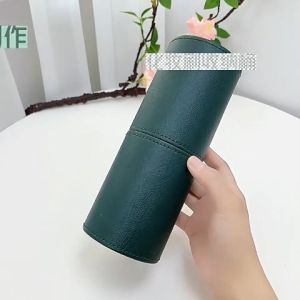 1PC PU Leather Makeup Brush Storage Bucket with Large Capacity Design A Desktop Makeup Storage Tool