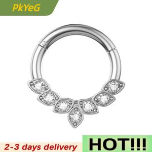 PkYeG Fashion Stainless Steel Septum Hoop Clickers Nose Ring Women Tragus Cartilage Helix Hoop Earrings Jewelry