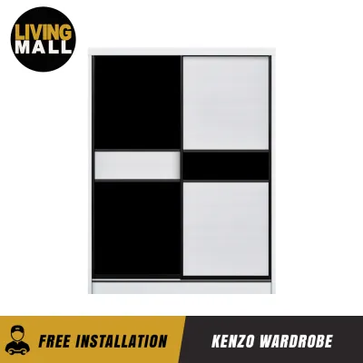 Living Mall Kenzo Series 5ft Sliding Glass And Mirror Door Wardrobe in 16 designs