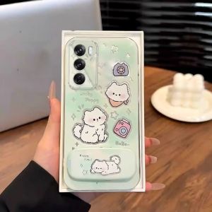 เคสสำหรับ OPPO Reno 12 pro 5g เคสศัพท์ Reno 12 5g เคสนุ่ม ซิลิโคนป้องกันกันกระแทก ปกใส ดีไซน์ใหม่ เอสเธติก การ์ตูนแมว พร้อมที่วาง TKYYMZJ01