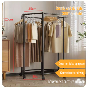 360° Rotating Hexagonal Clothes Rack with Wheels Heavy Duty Space-Saving Garment Hanger Stand