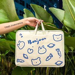Bonjour Blue - Tas Laptop Wanita Waterproof Kulit 13 14 15.6 Inch Semua Merek Laptop Macbook Air Pro Asus Acer LB001