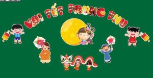 Set trang trí bảng VUI TÊT TRUNG THU sẵn nam châm lá