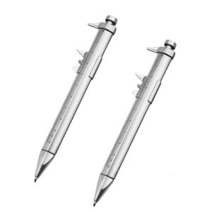2Pcs Vernier Caliper Pen 1.0mm Point Ballpoint Pen 2 in 1 Measuring Tool Multifunction Measuring Ruler Ballpoint Pen