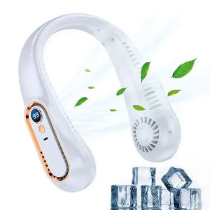 2024 New Portable  Hanging Neck Fan Bladeless Neckband Fan Digital Display Power Air Cooler USB Rechargeable Electric Fans