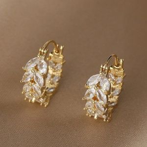 Light Luxury Zircon Earrings Creativity Gold Wheat Earrings for Women All-Match Daily Wear Jewelry