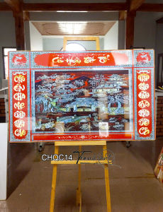 Tranh phòng thờ tủ thờ bàn thờ - Tranh đức lưu quang - Tranh gia tiên tráng gương - Tranh cửu huyền thất tổ truyền đời đức hạnh treo tường tráng gương CHQC14