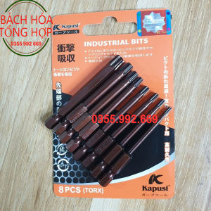 Mũi bắn vít hoa thị. Bộ 8 lục giác bông có lỗ hãng KAPUSI JAPAN chuôi lục giác cho khoan pin điện