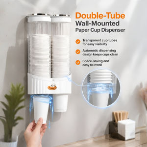 Disposable Cup Dispenser Self-Adhesive Dust-Proof Automatic Paper Cup Rack Wall-mounted Plastic Water Cup Holder