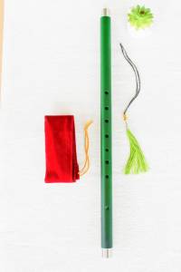 ขลุ่ยไทยเทียบเสียงสากล คีย์จี(G) ขนาด 25 มม.ยาว 55 ซม.วัสดุโพลิเมอร์(พีอี-ท่อหนาพิเศษ) เลี่ยมด้วยสแตนเลส(หัว-ท้าย)