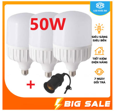 Combo 3 bóng 50w tặng kèm đuôi kín nước. Bảo hành đổi mới 12 tháng