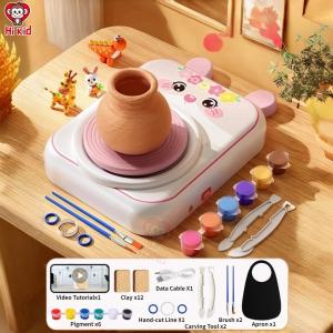 [SG Seller]Kids DIY Pottery Wheel Set Rabbit Style Ceramic Making Kit with Clay Paints Brushes Sculpting Tools