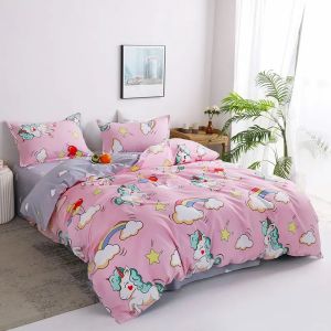 Cadar Unicorn Bedsheet Super SIngle 5 in 1 Queen King 7 in 1 Cartoon With Comforter Set