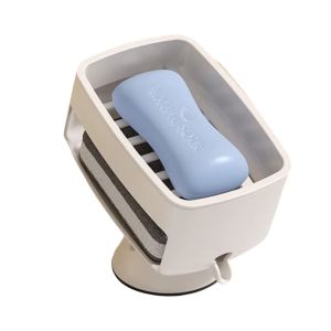 YYOUR Self-Draining Suction Cup Soap Holder with Sponge Portable Laundry Soap Case Quickly Dry Removable Bathroom Soap Container Toilet Area