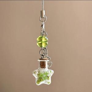 438178 ZXC Charm Fashion Lucky Four Leaf Clovers Wishing Bottle Beaded Phone Pendant Fashionable Ornament Cell Phone Keyring Strap Lanyard
