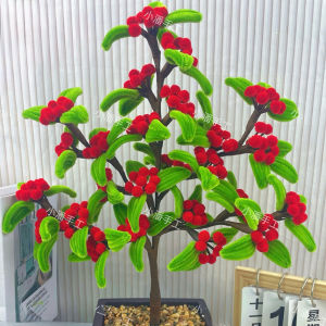 Combo vật liệu tự làm chậu hoa đỏ đón tết may mắn  bằng kẽm nhung - S0978