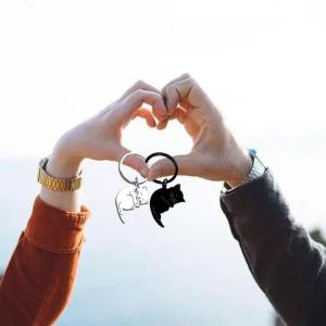 Love Inspired Cat Keychain Charm Charming His and Hers Cat Keychains for Special Occasions Anniversary Gift