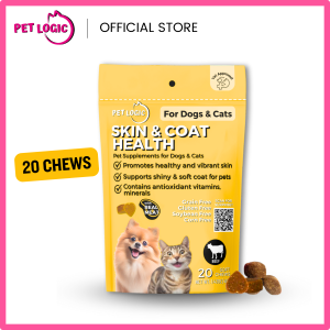 Pet Logic Skin & Coat Health 40g Dog & Cat Treats Supplement Snack : Dog Probiotics Dog Multivitamins Dog Supplements Appetite Booster for Dogs  Puppy Food   Adult Dog Food  for Silky Fur