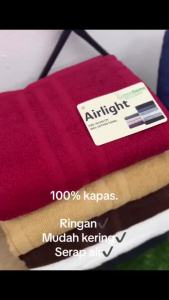 Airlight Bath Towel – 100% Natural Combed Cotton Soft & Absorbent Tuala Mandi Lembut Menyerap Cepat Kering Pure Cotton Towel