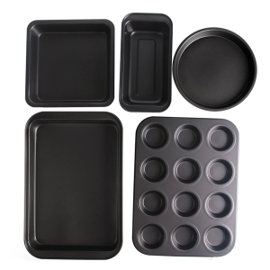 Hot sales Carbon Steel Baking Mold 5pcs Non-stick Baking Pan Set Heat-resistant Carbon Steel Cake Mold for Kitchen Bakery in Asia