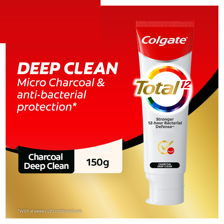 [Up to 12 hours antibacterial protection] Colgate Total Charcoal Deep ...