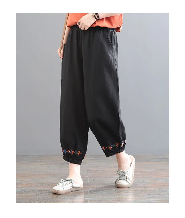 Plus Size Solid Color Women's Harem Pants in Black