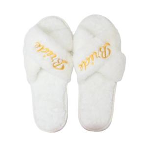 2pack Wedding Bridal Party Plush Slippers Warm Softable Ladies Home Shoes for Wedding Preparations and Relaxation