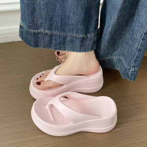 [Free Shipping] 6CM Thick-Soled Beach Sandals Womens Summer Outdoor Flip-Flops Non-Slip Odor-Resistant Height-Increasing Womens Flip-Flops