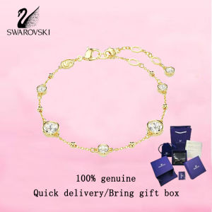 💎 Swarovski 💎 Womens fashion bracelet Gold plated Round cut white diamonds 5680094 Imber Bracelet Valentines Day gift Birthday gift