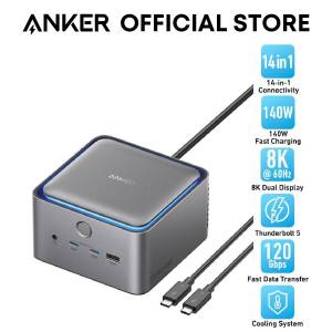 Anker Prime 14-in-1 Thunderbolt 5 Docking Station Dual 8K Display 140W Output 120Gbps Fast Data Transfer A83B5