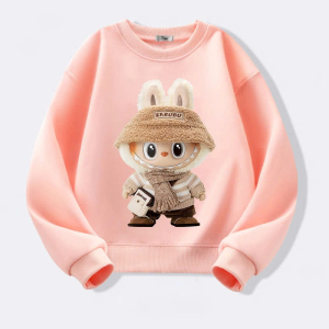 Áo Sweater Nữ Dài Tay Labubu Form Rộng Cổ Tròn Áo Nỉ Labubu Chất Nỉ 2 Da