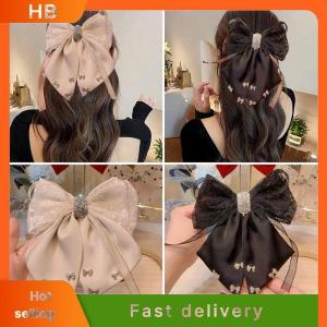 HB New Hairpin Satin Fabric Decorated Bow Rhinestone Black Large Size Hairpin Accessories For Women Girls