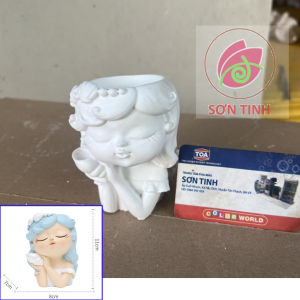 Tô Tượng Thạch Cao C122 Ống Bút trồng sen đá chú voi dễ thươngTượng trắng