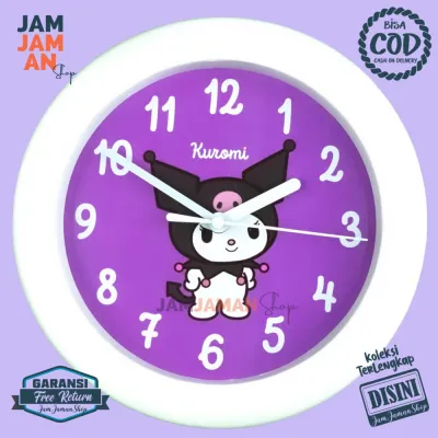 Jam Dinding Quartz Dekorasi Kamar Anak Anak BestSeller NN2202-805 Unik Kuromi Keren