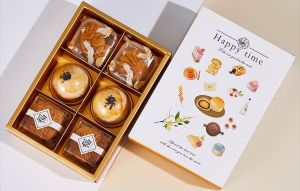 5pcs Christmas CNY New Year Kraft Paper 4 Compartments Drawer Gift Box for Pastries/Mooncakes/Candies/Goodies