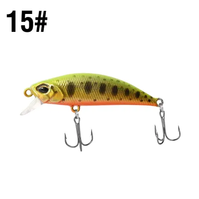 1Pcs 35 Colors Fishing Lure 5g/5cm Sinking Minnow 3D Eyes Laser Trolling Plastic Buzz Bait Lure With 2 Trible Hook