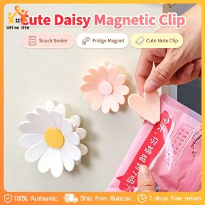 6in1 Cute Daisy Magnetic Sealing Clip Snack Bag Sealer Fridge Magnet Note Clip Kitchen Storage Gadget